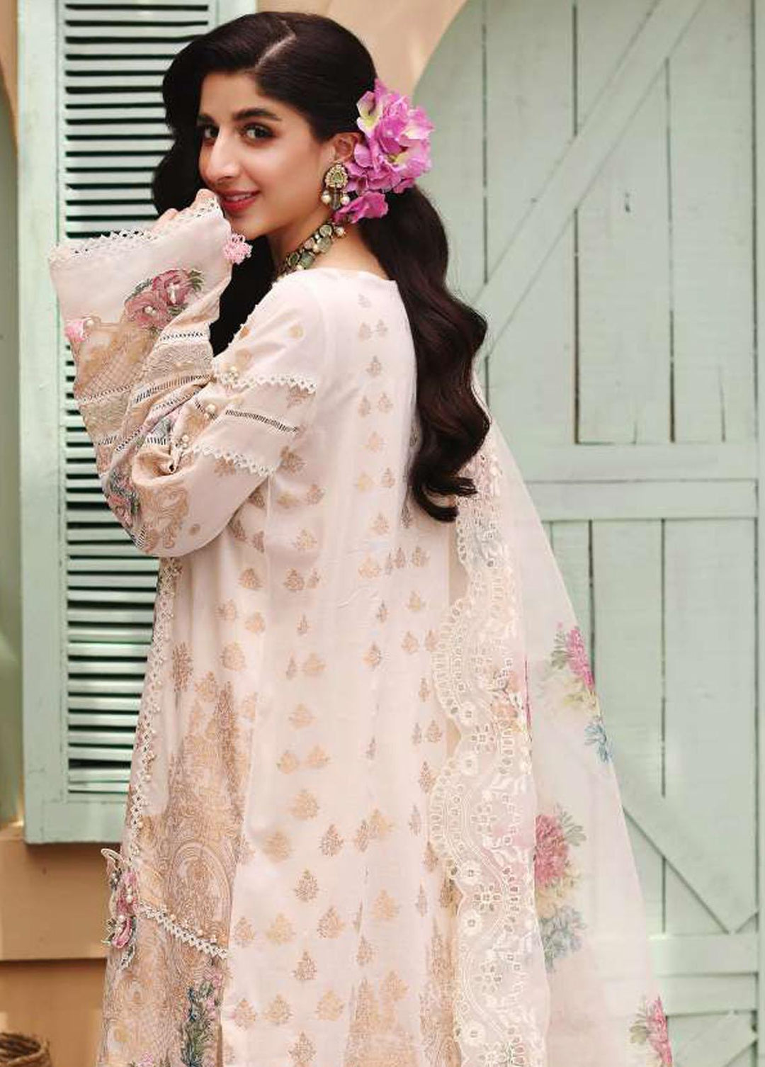 Elaf Embroidered Lawn Suits Unstitched 3 Piece EL22FL ELF-01 Damask - Festive Collection