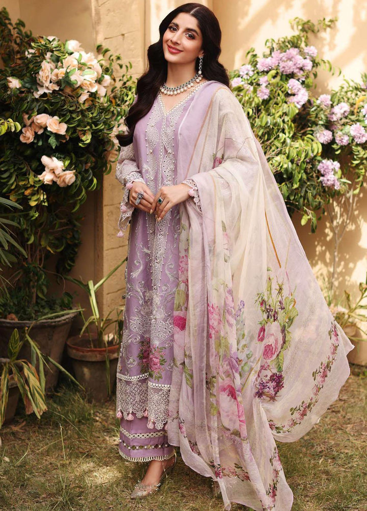 Elaf Embroidered Lawn Suits Unstitched 3 Piece EL22FL ELF-08 Lilac - Festive Collection