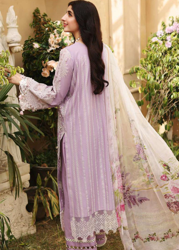 Elaf Embroidered Lawn Suits Unstitched 3 Piece EL22FL ELF-08 Lilac - Festive Collection