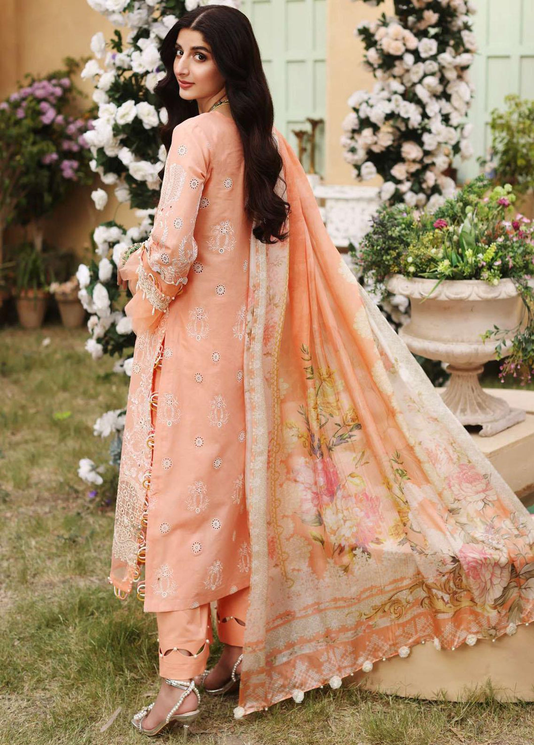 Elaf Embroidered Lawn Suits Unstitched 3 Piece EL22FL ELF-10B Sunset - Festive Collection