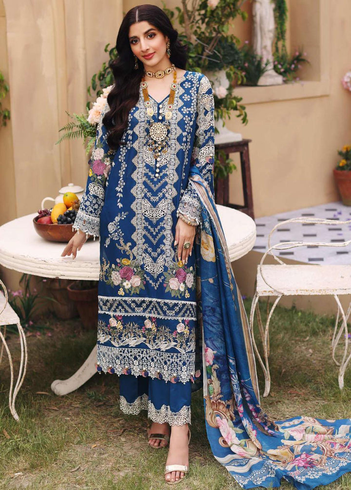 Elaf Embroidered Lawn Suits Unstitched 3 Piece EL22FL ELF-9B Azurite - Festive Collection