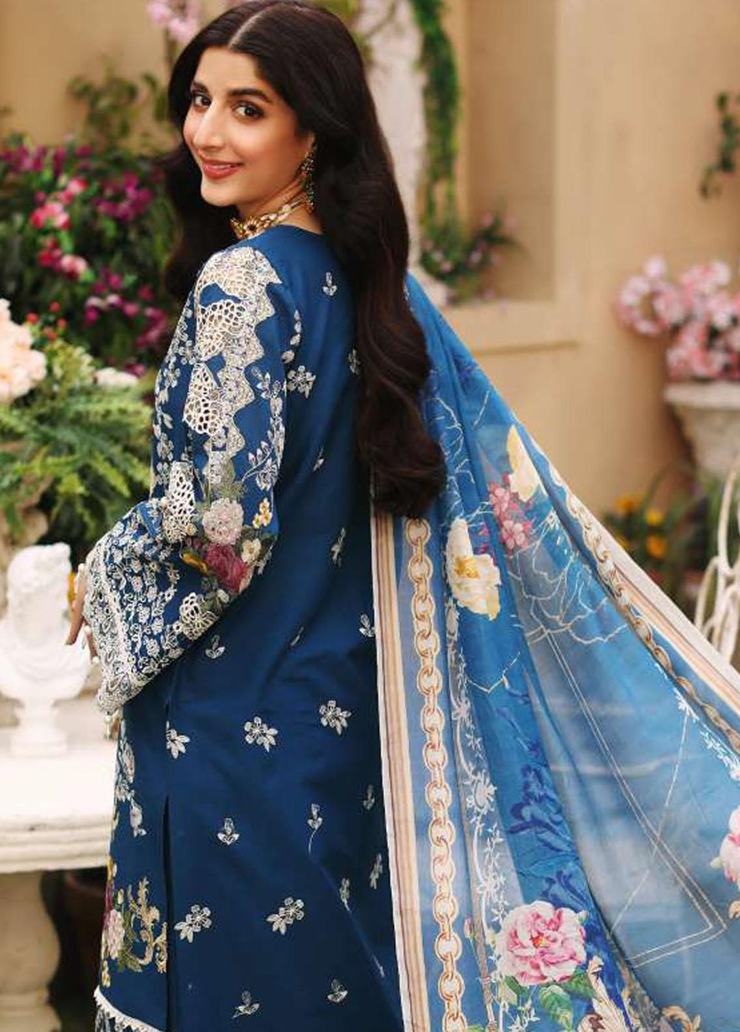 Elaf Embroidered Lawn Suits Unstitched 3 Piece EL22FL ELF-9B Azurite - Festive Collection