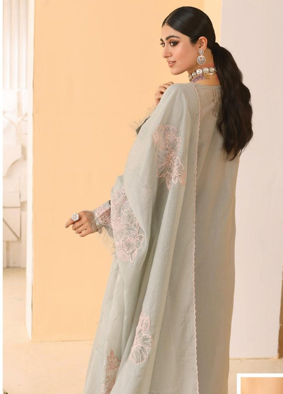 Elaf Pret Embroidered Lawn 3 Piece Suit EF23RW ELP-08B Misty