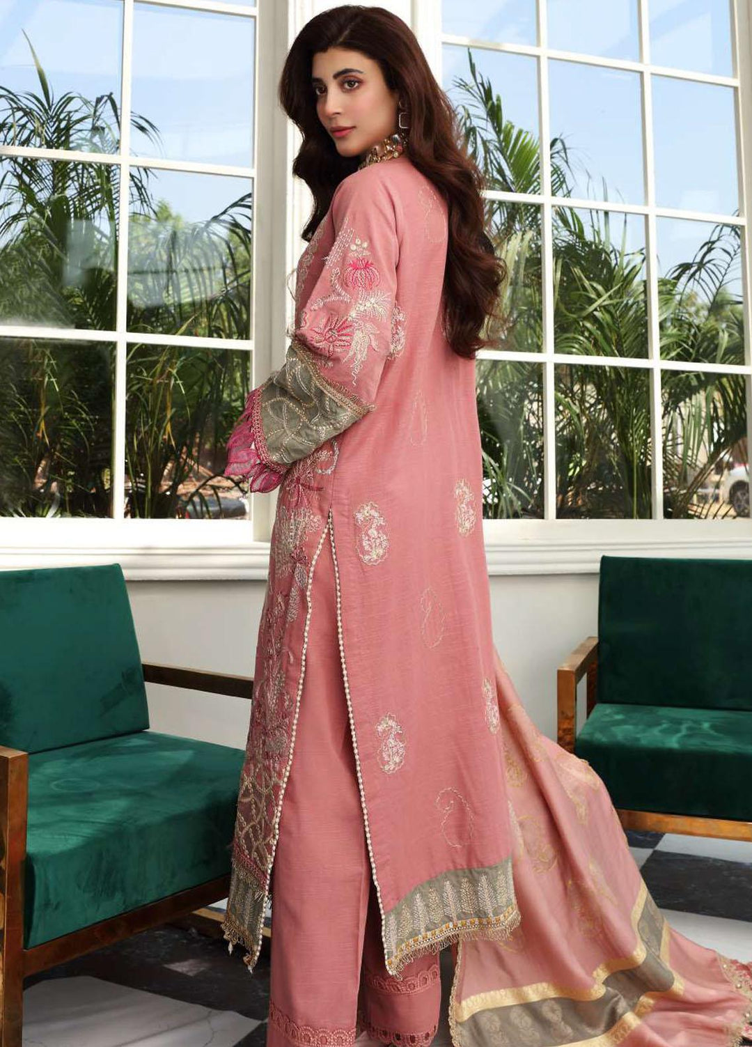 Elaf Embroidered Slub Khaddar Suits Unstitched 3 Piece EL21LW EWC-01A Blush - Winter Collection