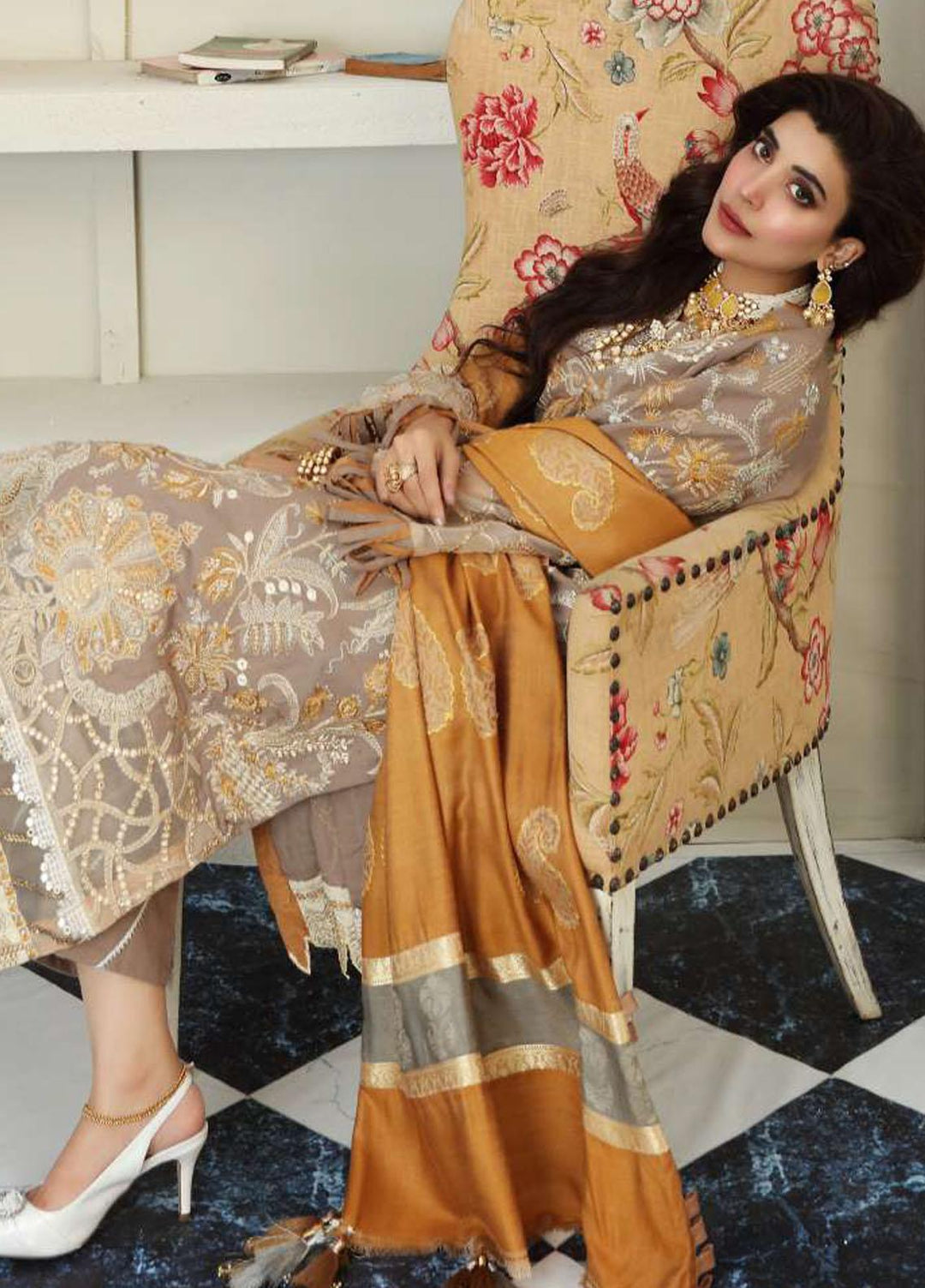 Elaf Embroidered Slub Khaddar Suits Unstitched 3 Piece EL21LW EWC-01B Glare - Winter Collection