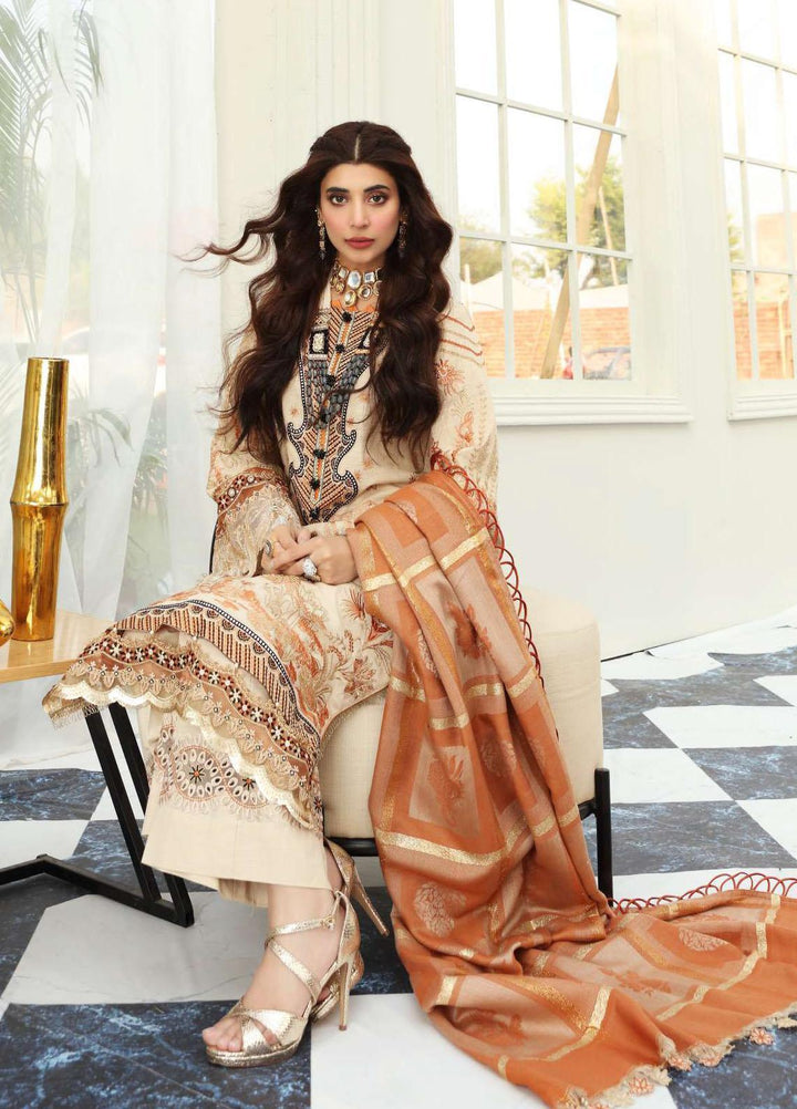 Elaf Embroidered Slub Khaddar Suits Unstitched 3 Piece EL21LW EWC-03A Marigold - Winter Collection