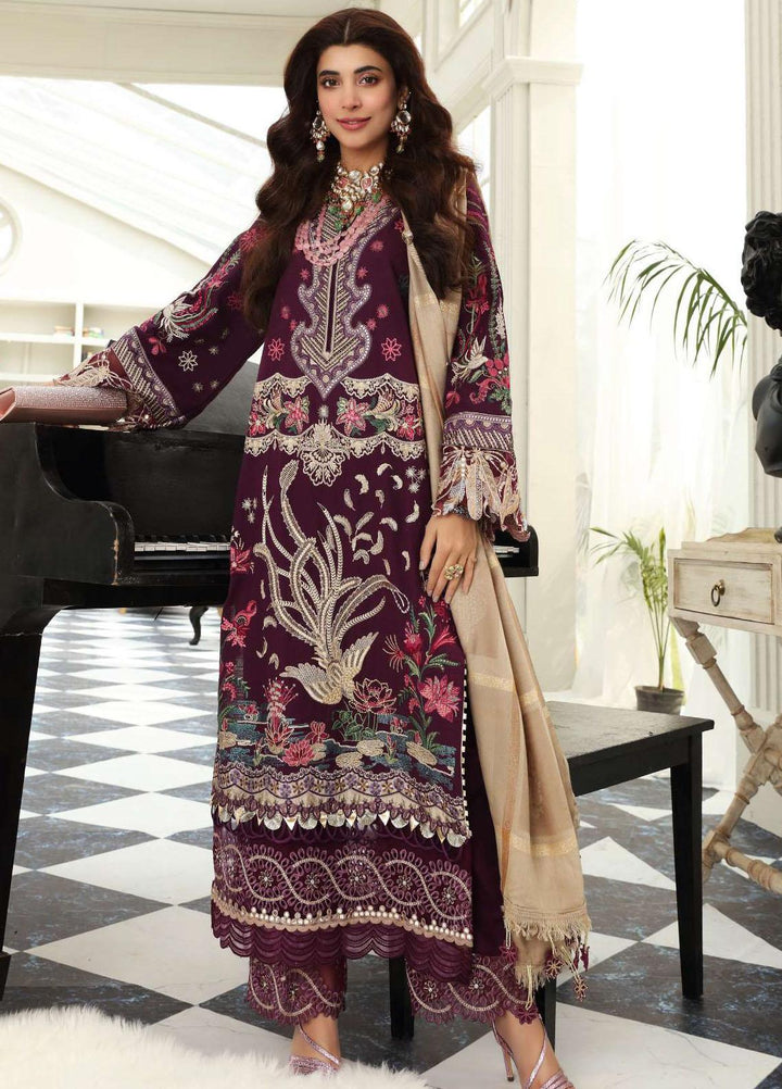 Elaf Embroidered Slub Khaddar Suits Unstitched 3 Piece EL21LW EWC-03B Plum - Winter Collection