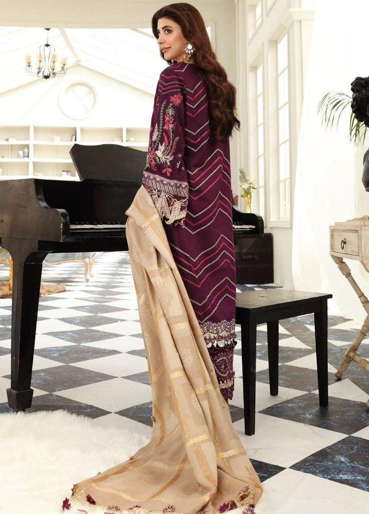 Elaf Embroidered Slub Khaddar Suits Unstitched 3 Piece EL21LW EWC-03B Plum - Winter Collection