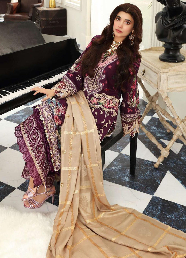 Elaf Embroidered Slub Khaddar Suits Unstitched 3 Piece EL21LW EWC-03B Plum - Winter Collection