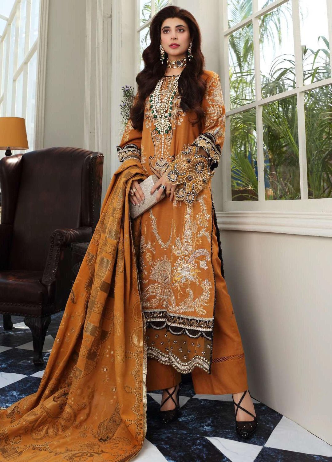 Elaf Embroidered Slub Khaddar Suits Unstitched 3 Piece EL21LW EWC-07 Glamour - Winter Collection