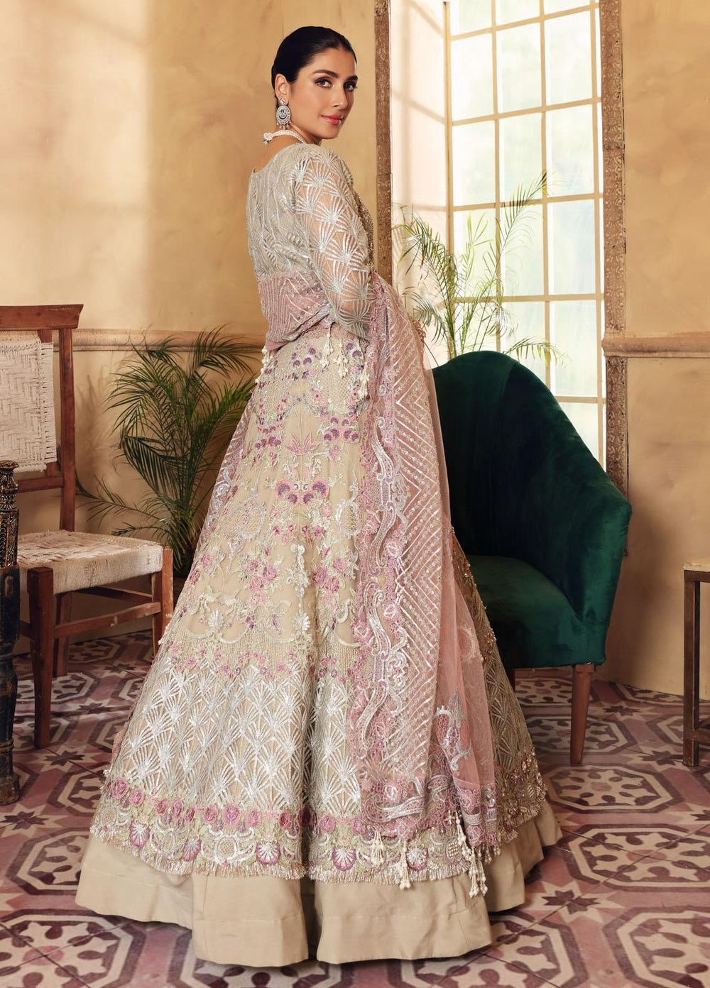 Elaf Embroidered Net Suits Unstitched 3 Piece EL21PB EBC-04 Jewel - Luxury Bridal Collection