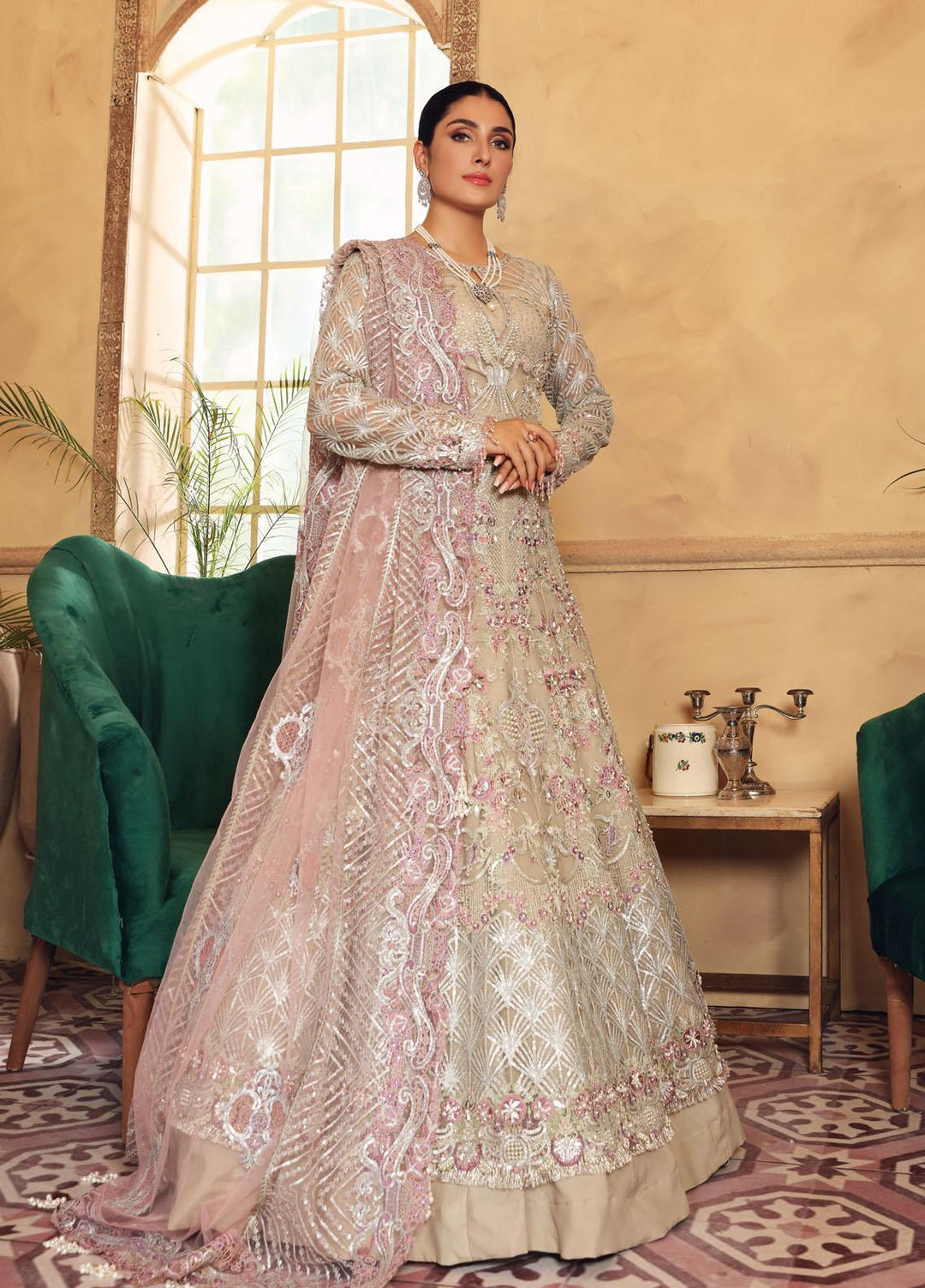 Elaf Embroidered Net Suits Unstitched 3 Piece EL21PB EBC-04 Jewel - Luxury Bridal Collection