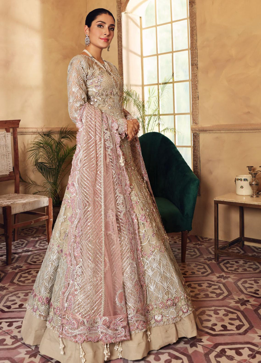 Elaf Embroidered Net Suits Unstitched 3 Piece EL21PB EBC-04 Jewel - Luxury Bridal Collection