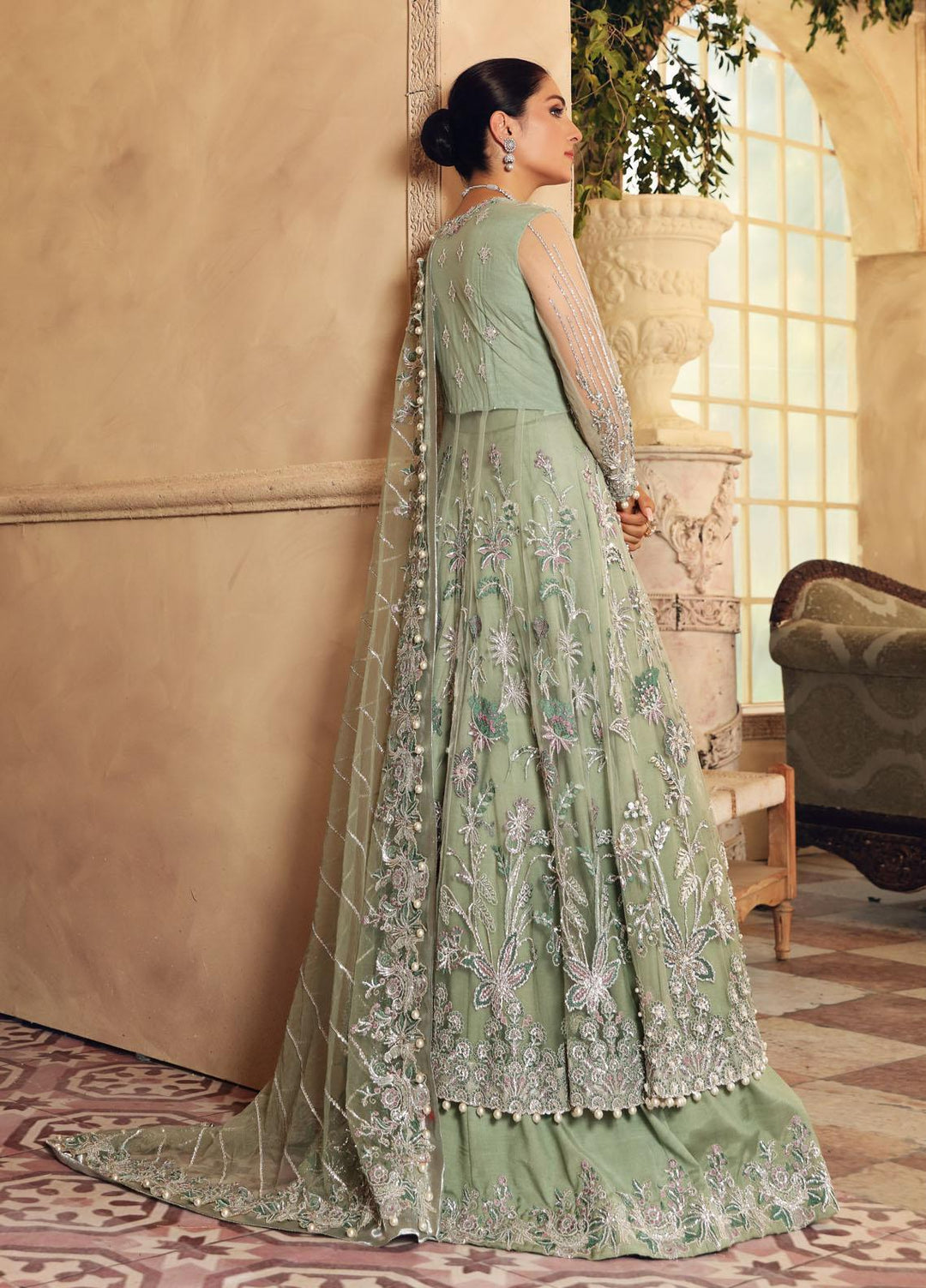 Elaf Embroidered Net Suits Unstitched 3 Piece EL21PB EBC-05 Emerald - Luxury Bridal Collection