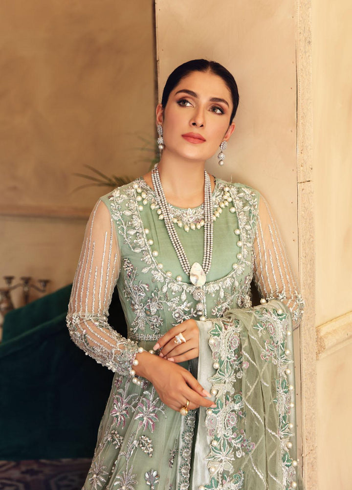 Elaf Embroidered Net Suits Unstitched 3 Piece EL21PB EBC-05 Emerald - Luxury Bridal Collection