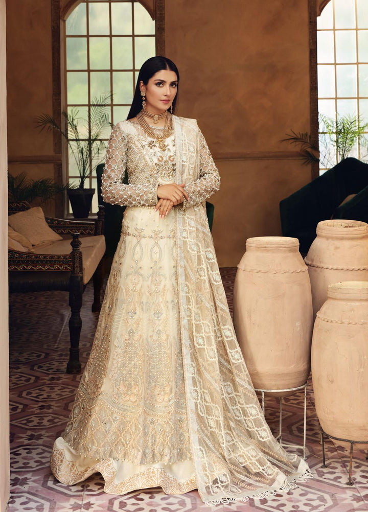 Elaf Embroidered Net Suits Unstitched 3 Piece EL21PB EBC-06 Snowdrop - Luxury Bridal Collection