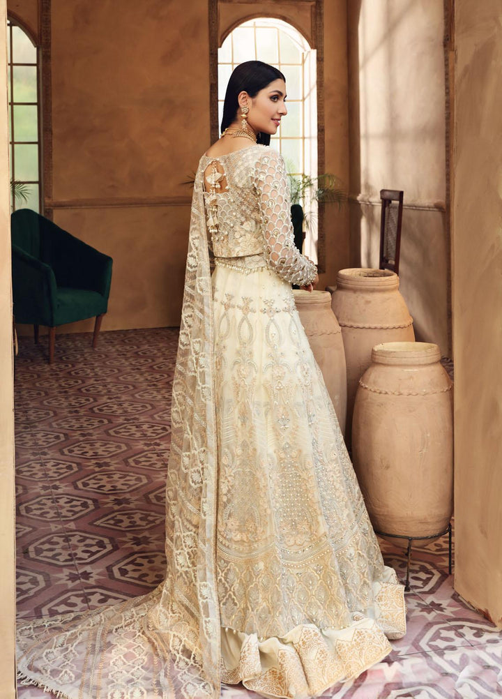 Elaf Embroidered Net Suits Unstitched 3 Piece EL21PB EBC-06 Snowdrop - Luxury Bridal Collection