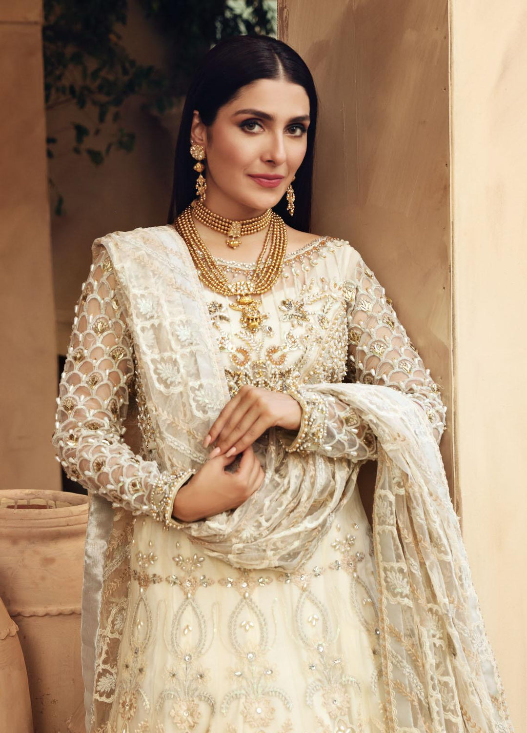Elaf Embroidered Net Suits Unstitched 3 Piece EL21PB EBC-06 Snowdrop - Luxury Bridal Collection