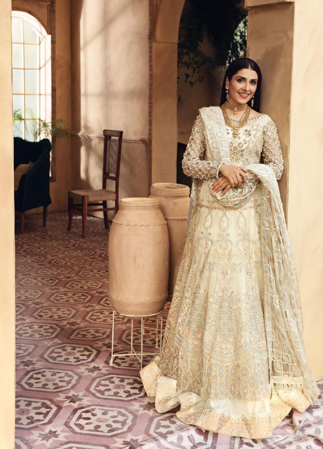Elaf Embroidered Net Suits Unstitched 3 Piece EL21PB EBC-06 Snowdrop - Luxury Bridal Collection