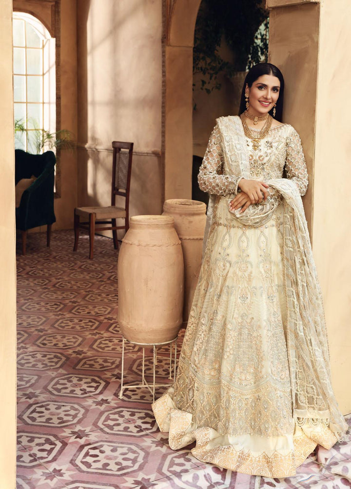 Elaf Embroidered Net Suits Unstitched 3 Piece EL21PB EBC-06 Snowdrop - Luxury Bridal Collection