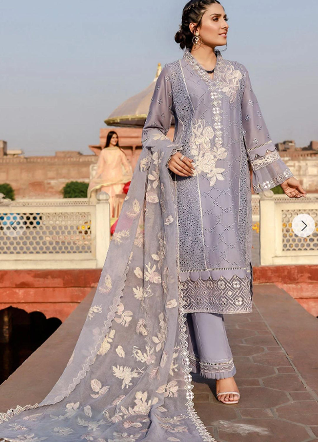 Elaf Embroidered Lawn Suits Unstitched 3 Piece EL21F 03A Exquisite Sterling - Festive Collection
