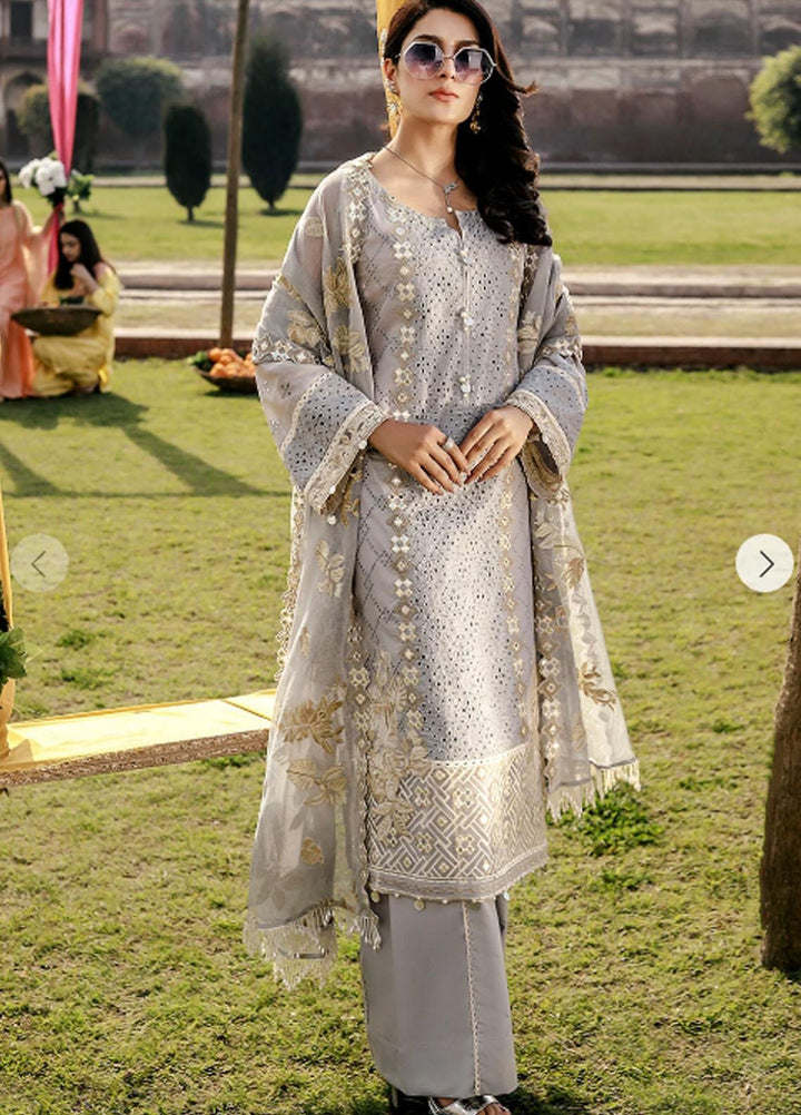 Elaf Embroidered Lawn Suits Unstitched 3 Piece EL21F 03B Thistle Opulence - Festive Collection