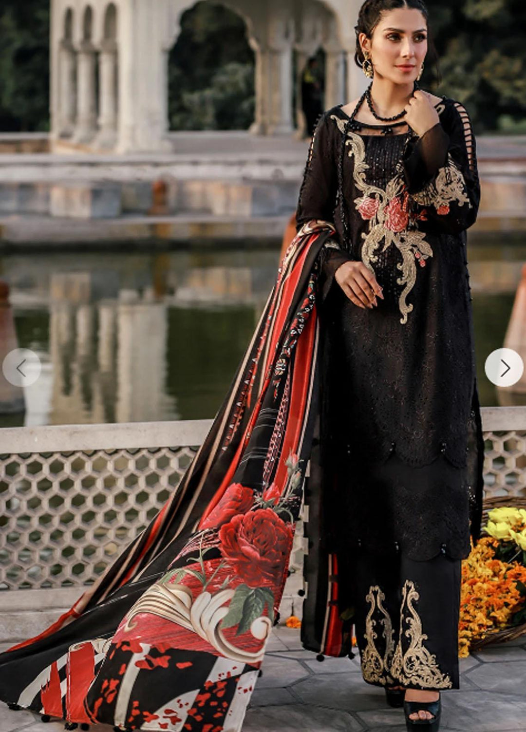 Elaf Embroidered Lawn Suits Unstitched 3 Piece EL21F 06 Midnight Aurum - Festive Collection