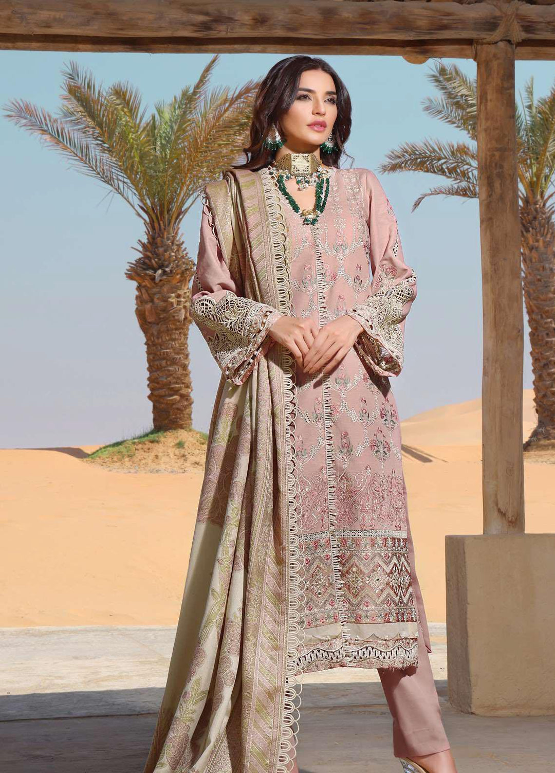 Elaf Embroidered Slub Khaddar Suits Unstitched 3 Piece EF22LW ELW-01 - Winter Collection