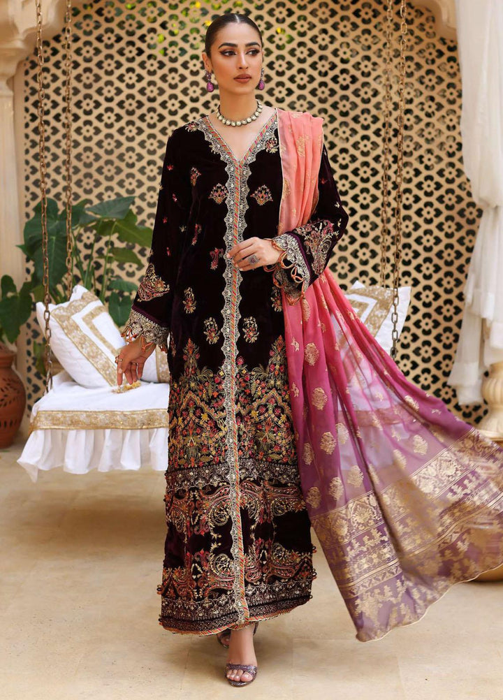 Elaf Embroidered Velvet Suits Unstitched 3 Piece EF22LW ELW-02 - Winter Collection