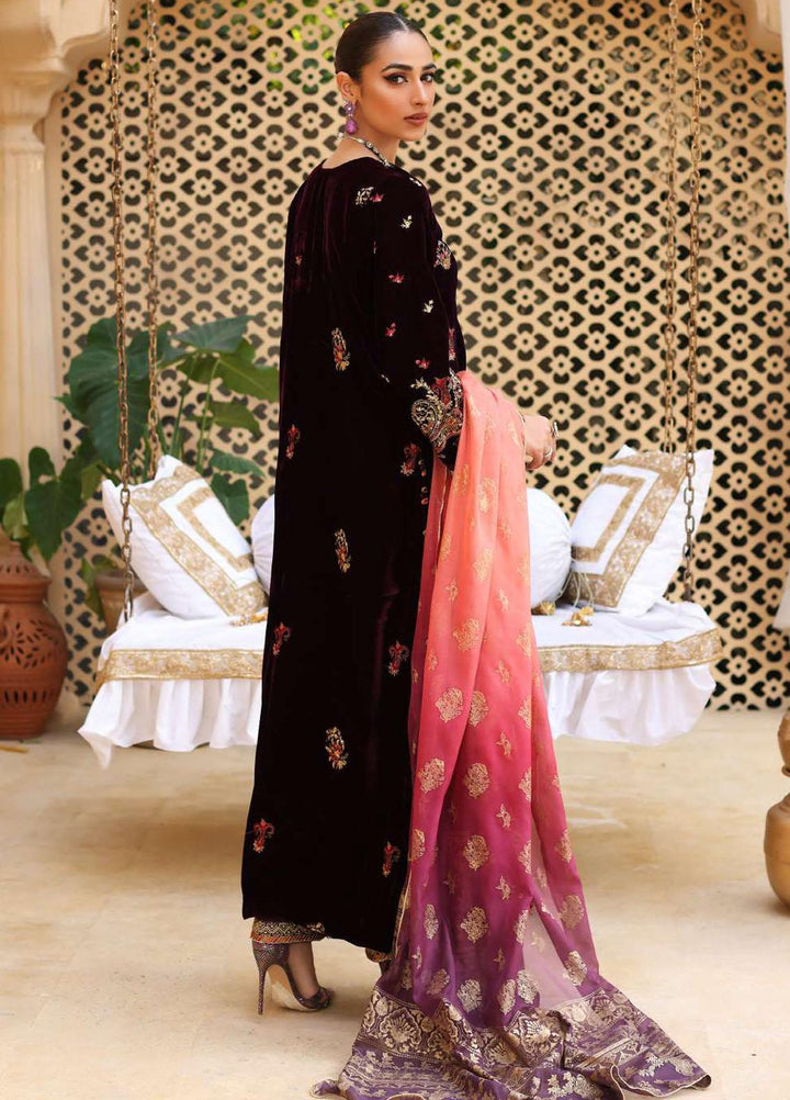 Elaf Embroidered Velvet Suits Unstitched 3 Piece EF22LW ELW-02 - Winter Collection