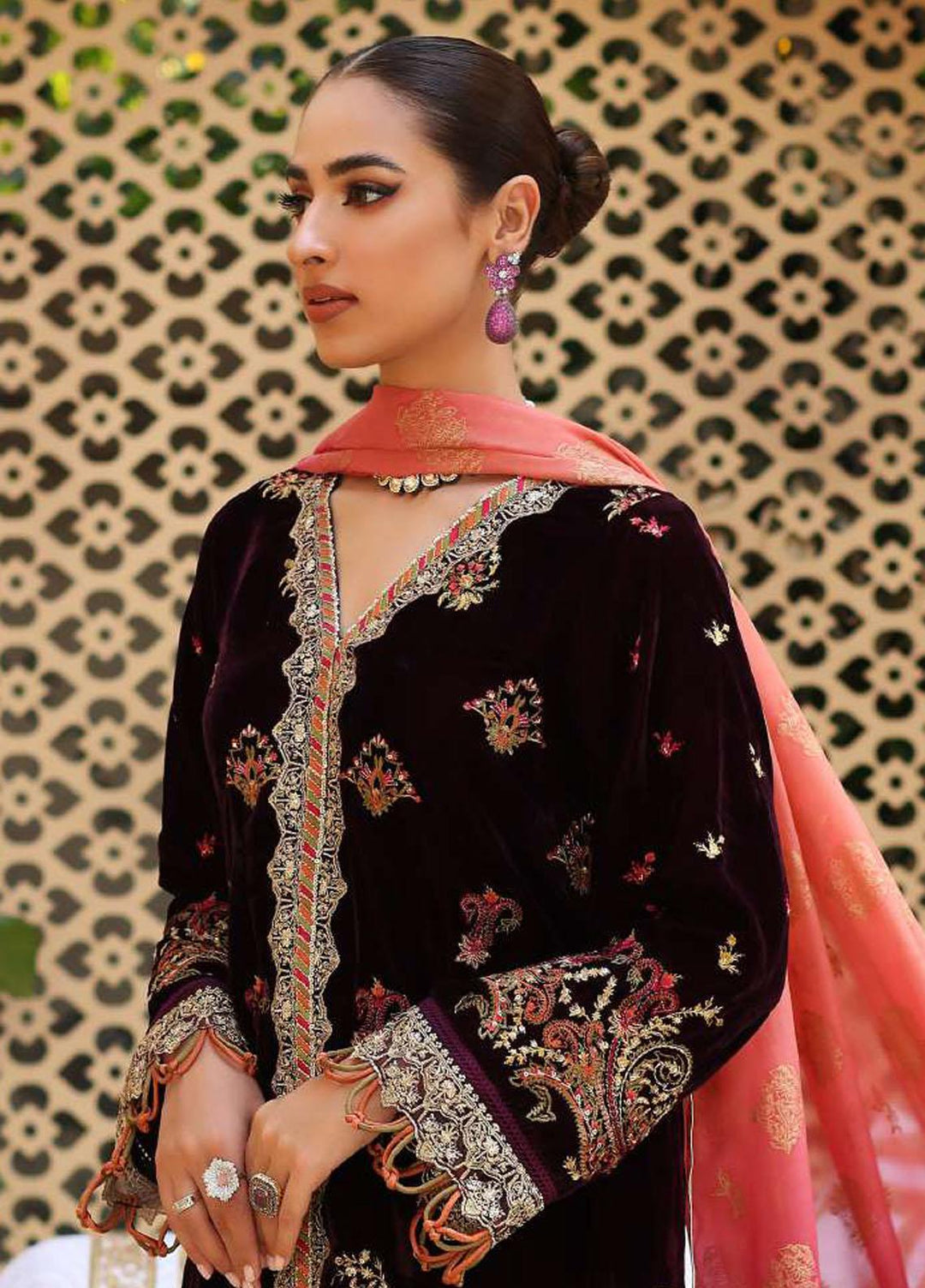 Elaf Embroidered Velvet Suits Unstitched 3 Piece EF22LW ELW-02 - Winter Collection