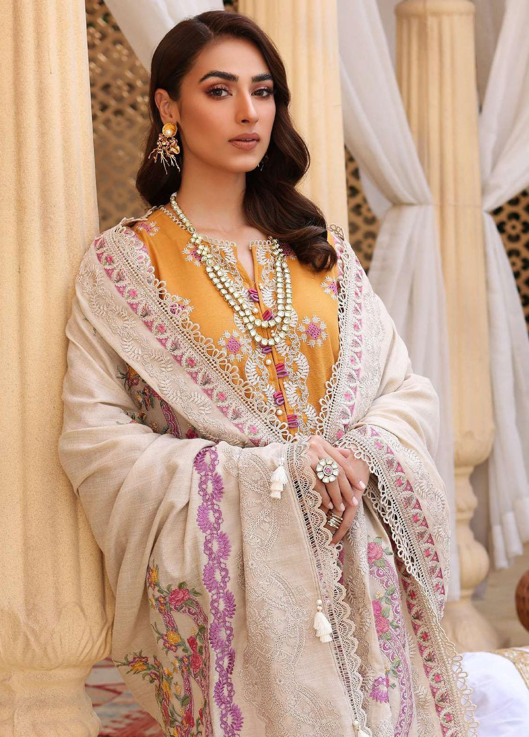 Elaf Embroidered Slub Khaddar Suits Unstitched 3 Piece EF22LW ELW-03 - Winter Collection