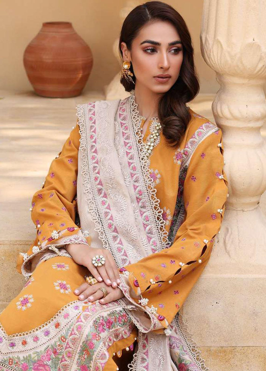 Elaf Embroidered Slub Khaddar Suits Unstitched 3 Piece EF22LW ELW-03 - Winter Collection