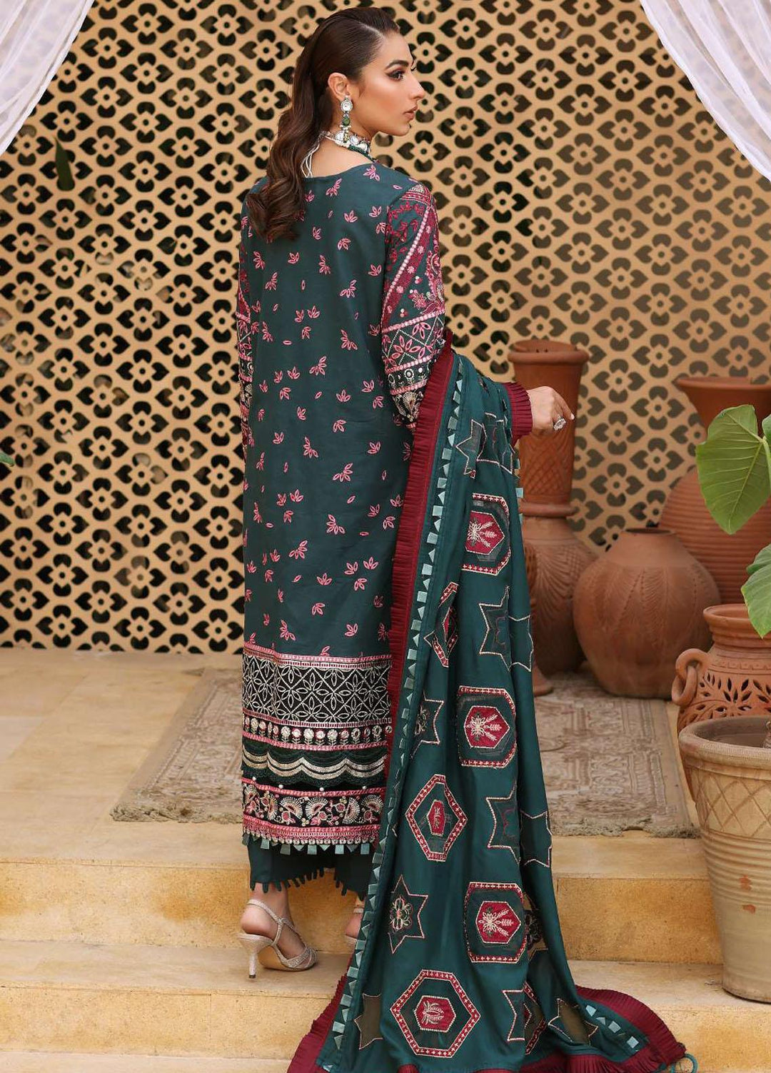 Elaf Embroidered Slub Khaddar Suits Unstitched 3 Piece EF22LW ELW-04 - Winter Collection