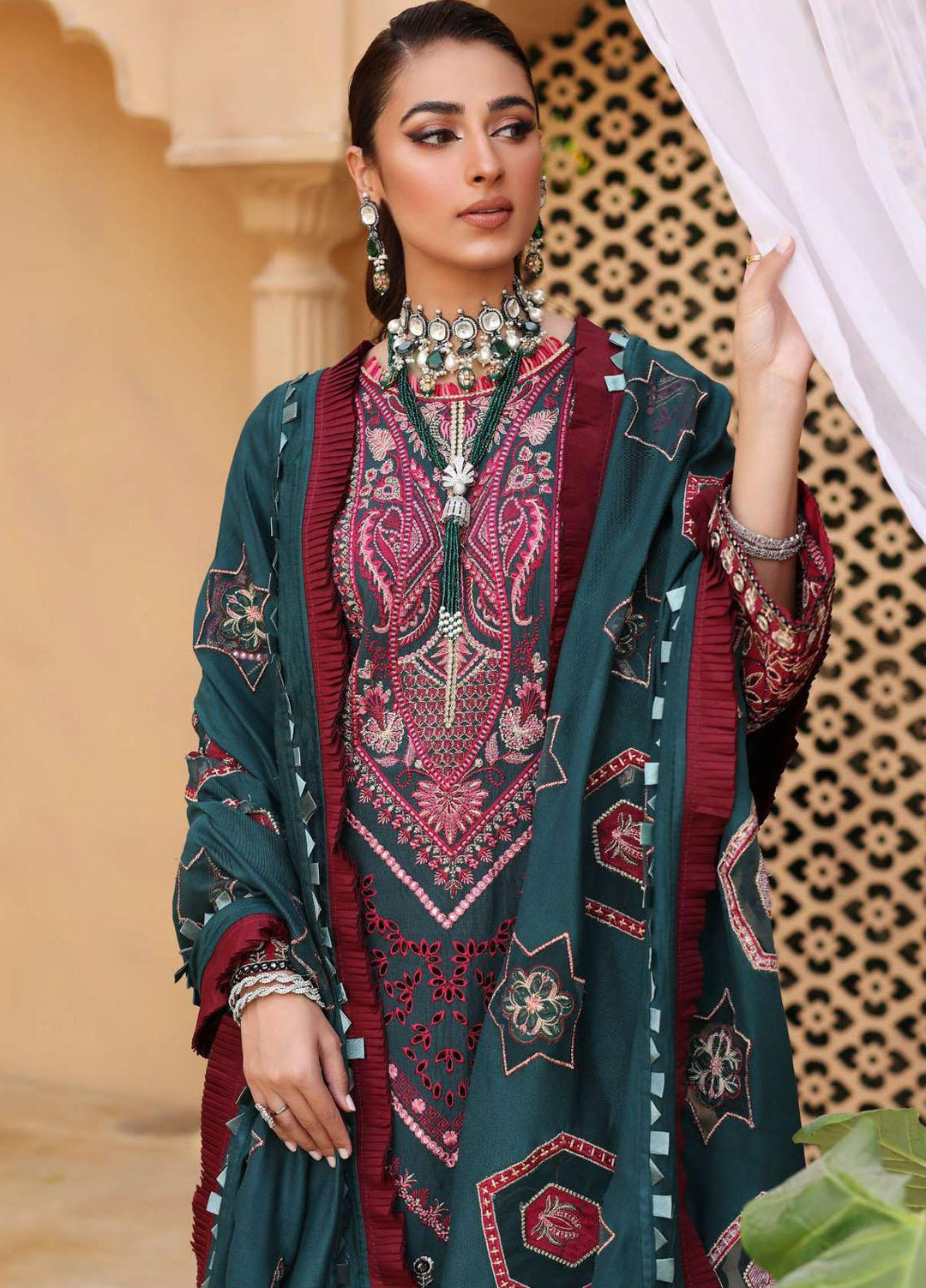 Elaf Embroidered Slub Khaddar Suits Unstitched 3 Piece EF22LW ELW-04 - Winter Collection