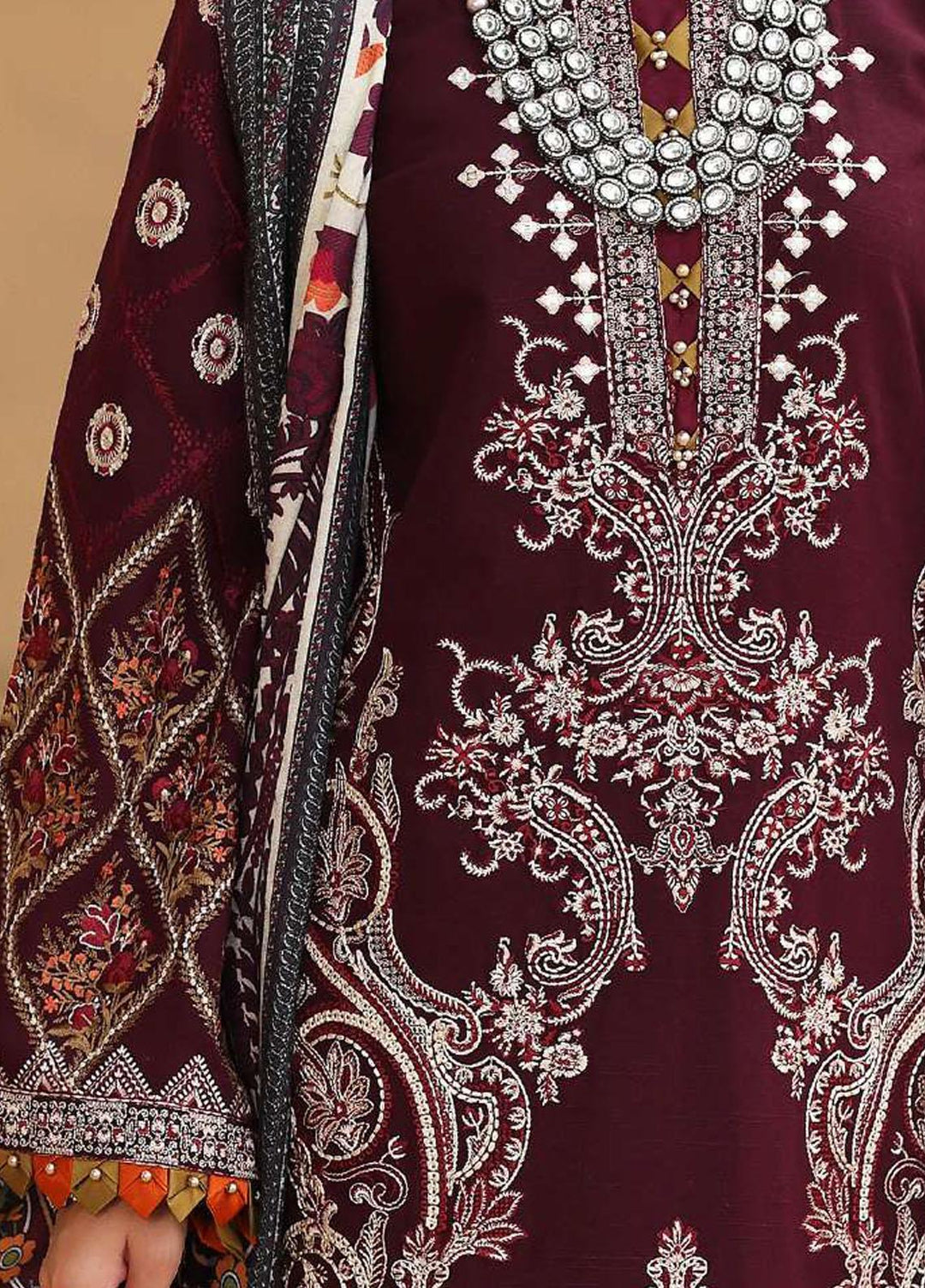 Elaf Embroidered Slub Khaddar Suits Unstitched 3 Piece EF22LW ELW-06 - Winter Collection