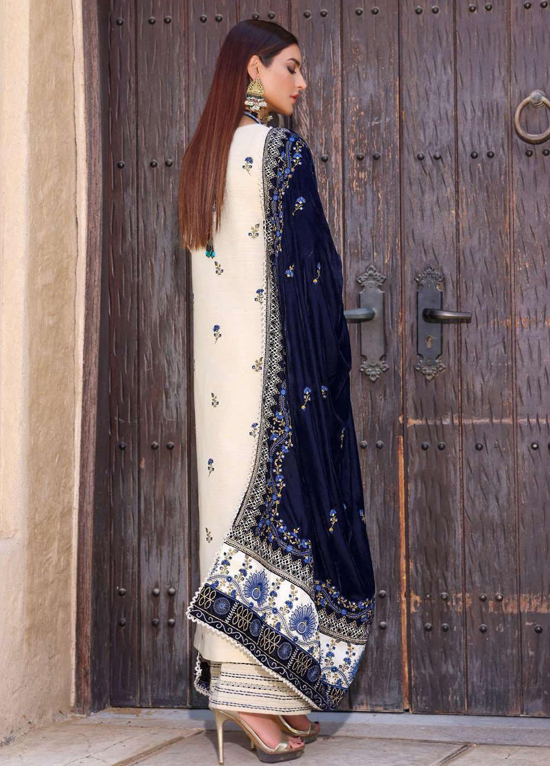 Elaf Embroidered Slub Khaddar Suits Unstitched 3 Piece EF22LW ELW-07 - Winter Collection