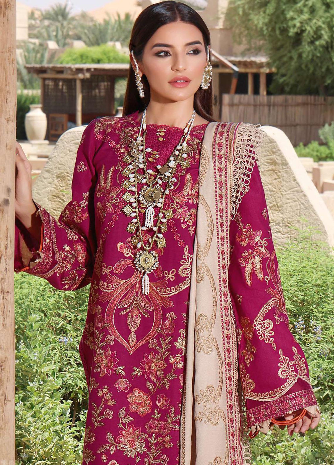 Elaf Embroidered Slub Khaddar Suits Unstitched 3 Piece EF22LW ELW-08 - Winter Collection