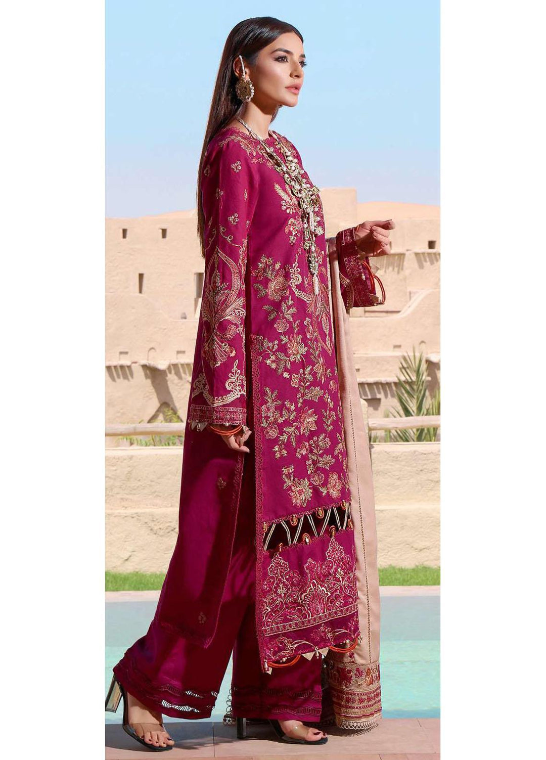 Elaf Embroidered Slub Khaddar Suits Unstitched 3 Piece EF22LW ELW-08 - Winter Collection