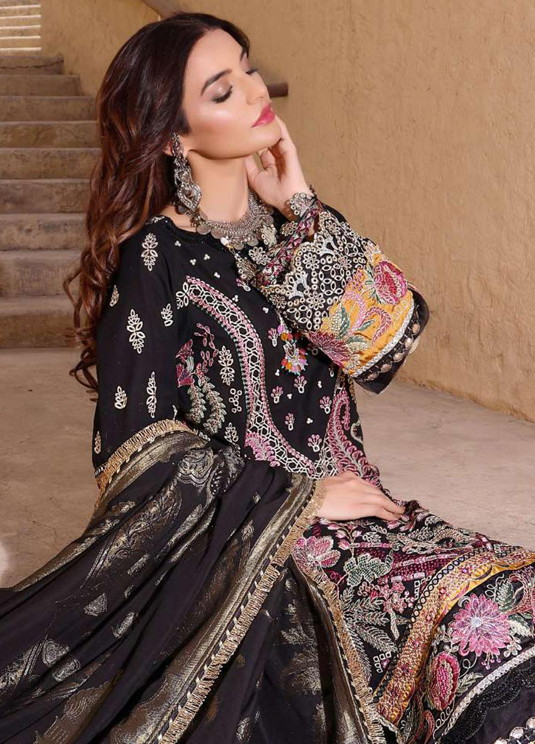 Elaf Embroidered Slub Khaddar Suits Unstitched 3 Piece EF22LW ELW-10-A - Winter Collection