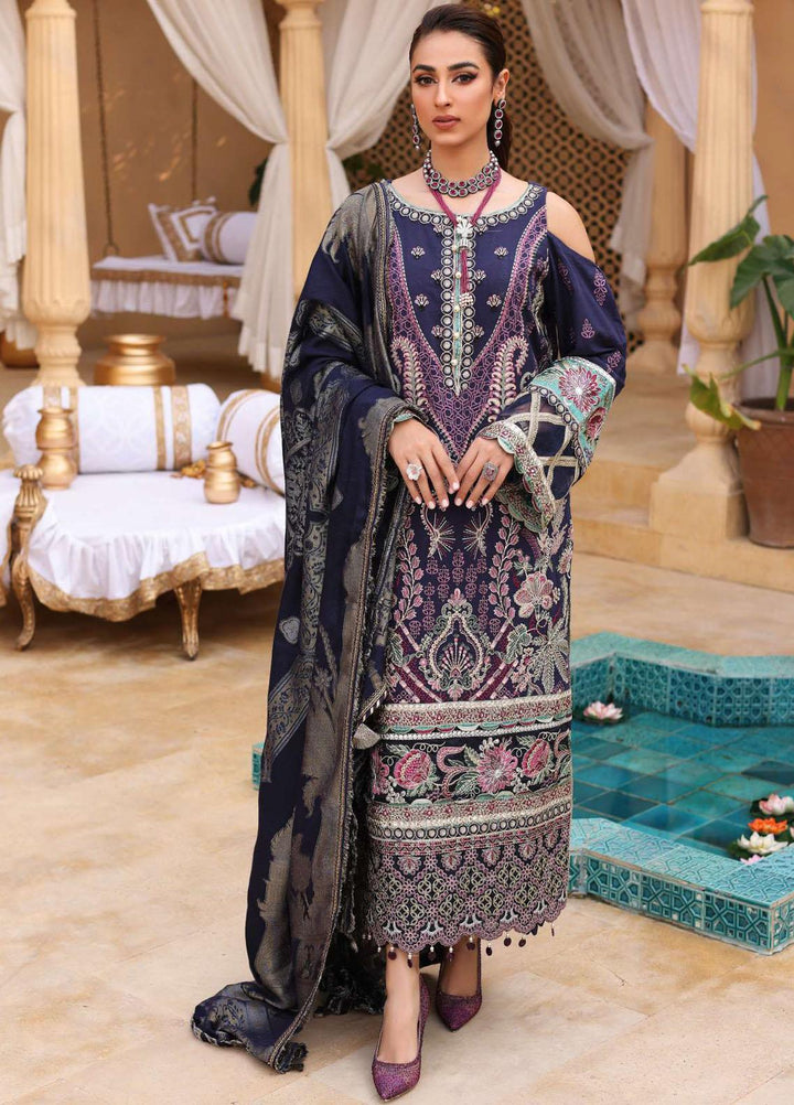 Elaf Embroidered Slub Khaddar Suits Unstitched 3 Piece EF22LW ELW-10-B - Winter Collection