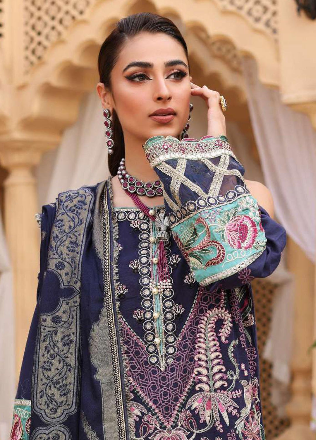 Elaf Embroidered Slub Khaddar Suits Unstitched 3 Piece EF22LW ELW-10-B - Winter Collection