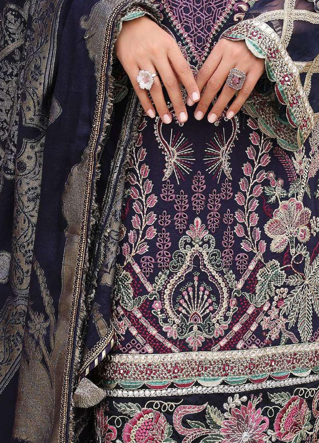 Elaf Embroidered Slub Khaddar Suits Unstitched 3 Piece EF22LW ELW-10-B - Winter Collection