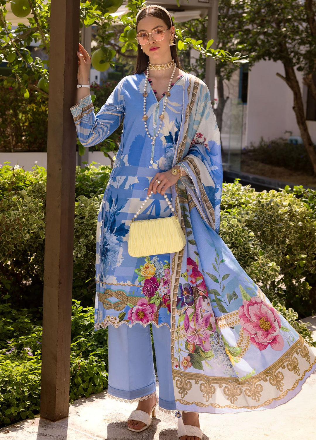 Elaf Printed Lawn Suits Unstitched 3 Piece EF24P EOP-01B Daris - Summer Collection