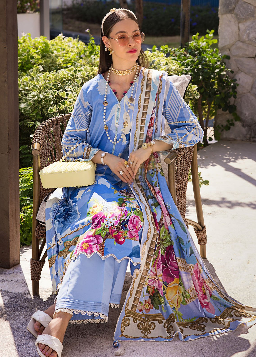 Elaf Printed Lawn Suits Unstitched 3 Piece EF24P EOP-01B Daris - Summer Collection