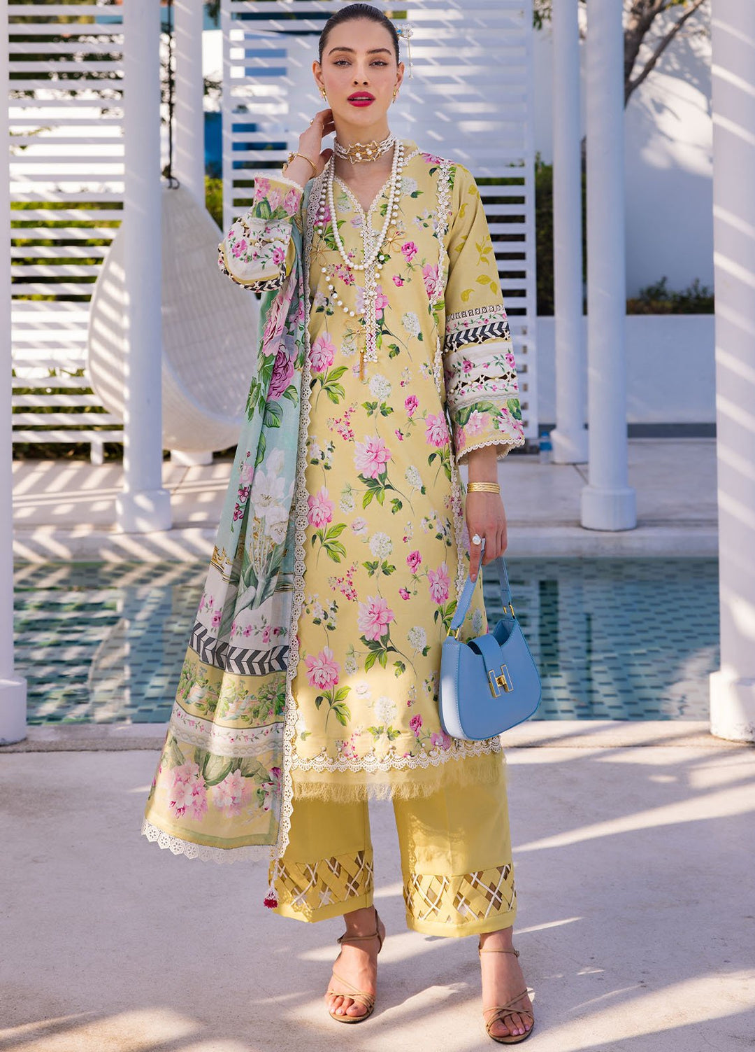 Elaf Printed Lawn Suits Unstitched 3 Piece EF24P EOP-02B Huahin Chic - Summer Collection