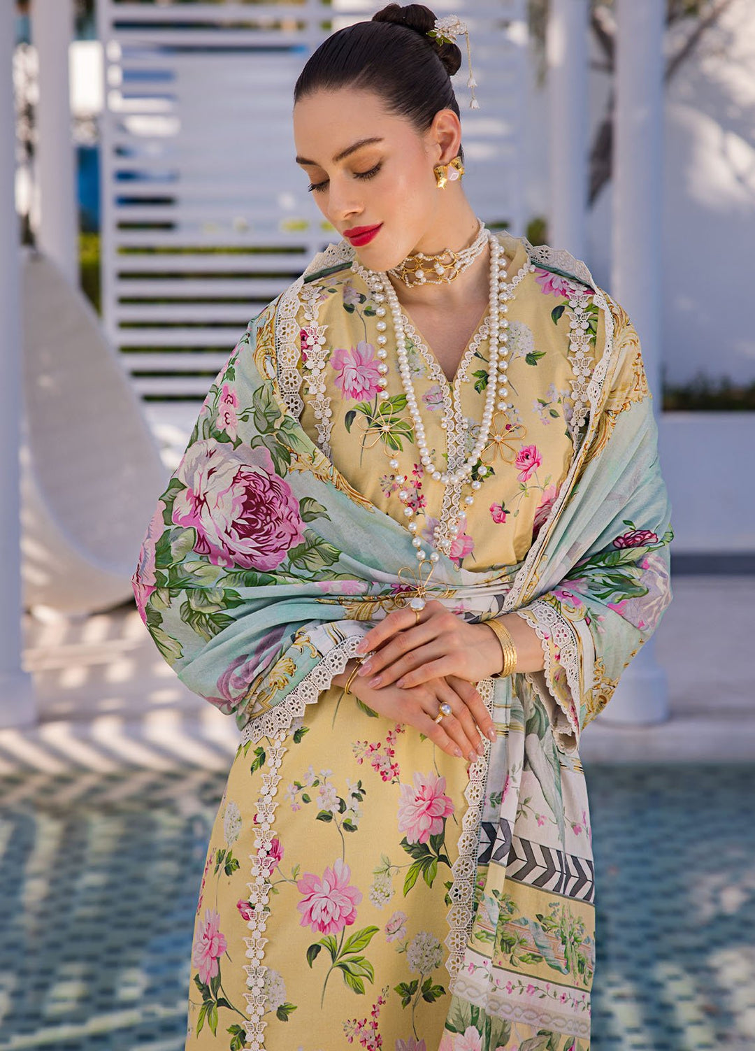 Elaf Printed Lawn Suits Unstitched 3 Piece EF24P EOP-02B Huahin Chic - Summer Collection
