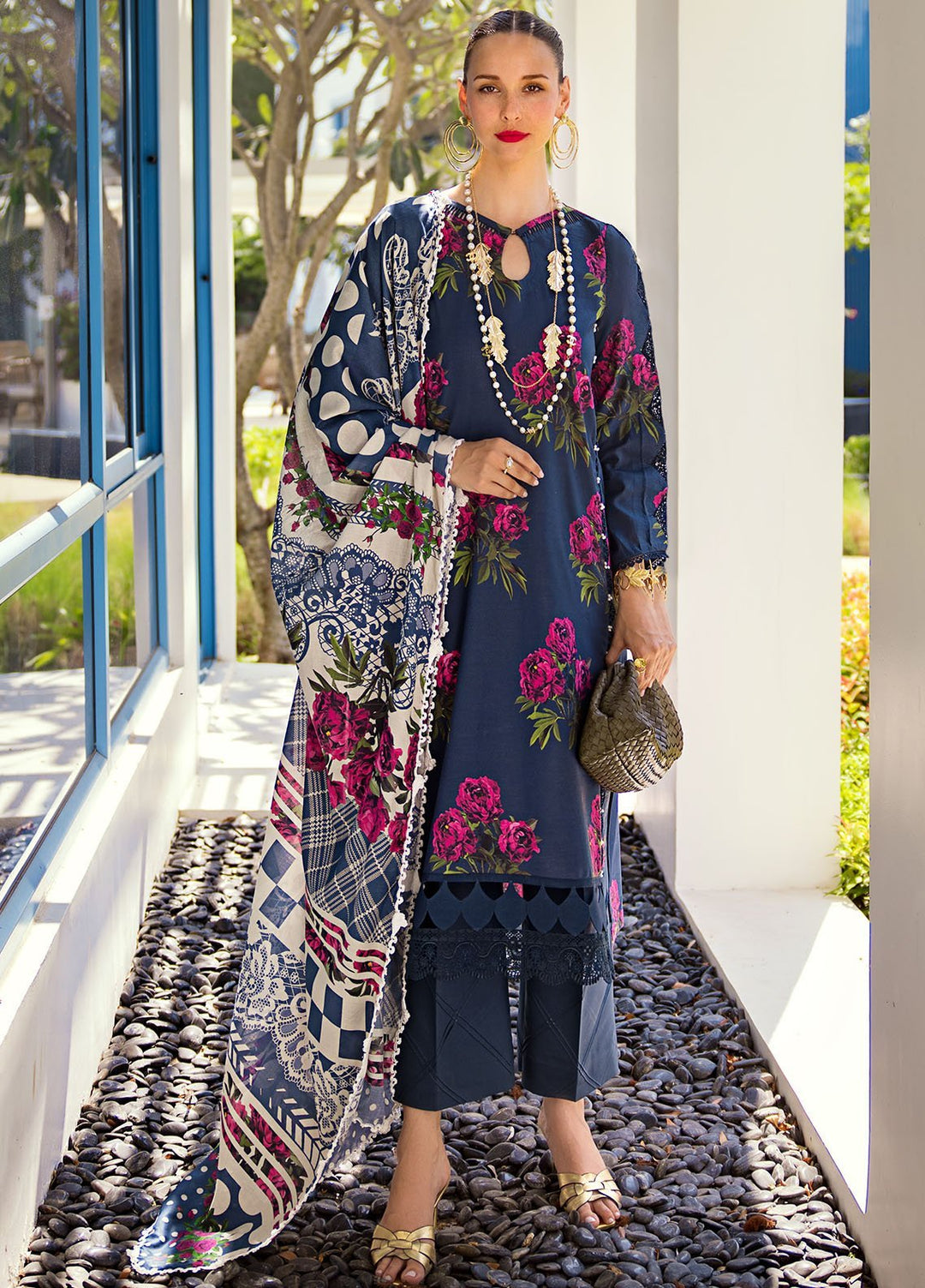 Elaf Printed Lawn Suits Unstitched 3 Piece EF24P EOP-03B Pattaya Poise - Summer Collection