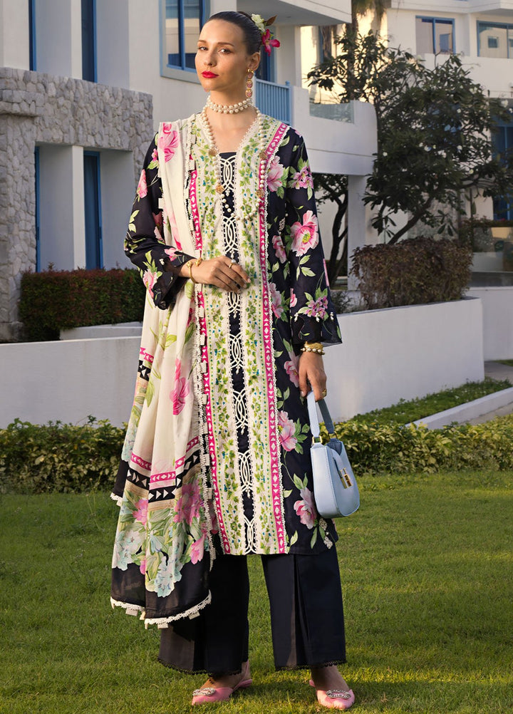 Elaf Printed Lawn Suits Unstitched 3 Piece EF24P EOP-05A Ebony - Summer Collection