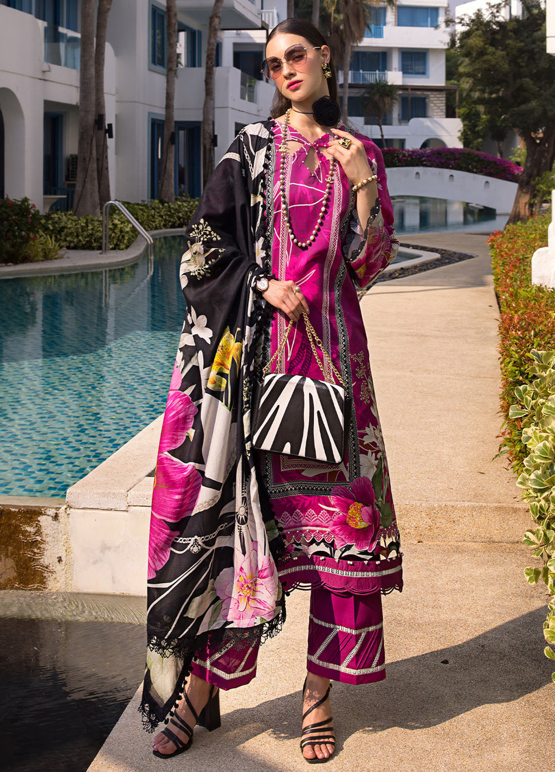 Elaf Printed Lawn Suits Unstitched 3 Piece EF24P EOP-08A Petunia - Summer Collection
